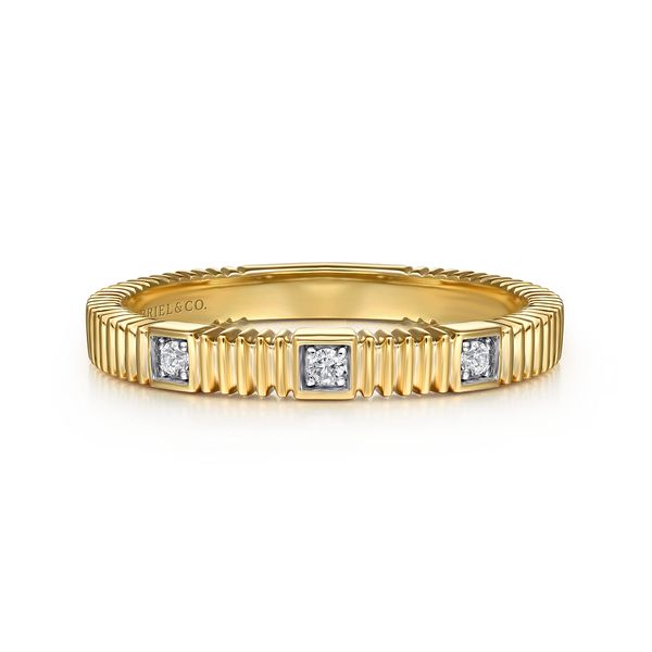 Gabriel Contemporary Yellow Gold Stackable Diamond Ring SVS Fine Jewelry Oceanside, NY