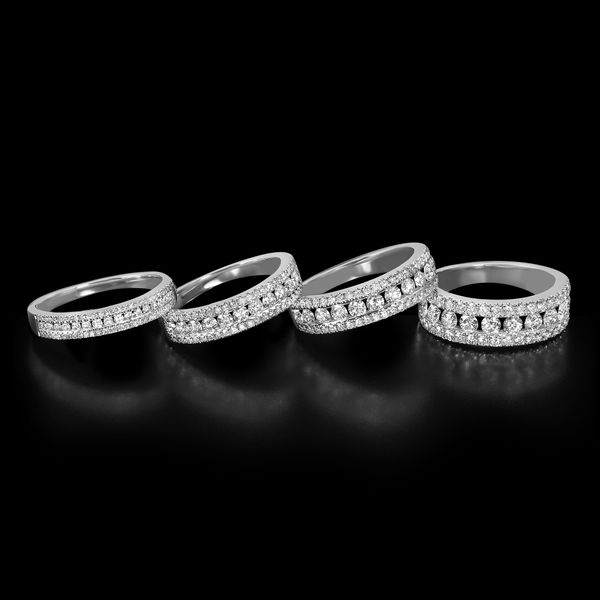 White Gold Diamond Three Row Band, 0.75Cttw Image 2 SVS Fine Jewelry Oceanside, NY