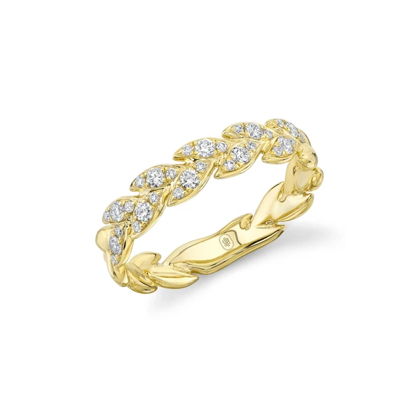 Shy Creation Yellow Gold Diamond Leaf Ring SVS Fine Jewelry Oceanside, NY