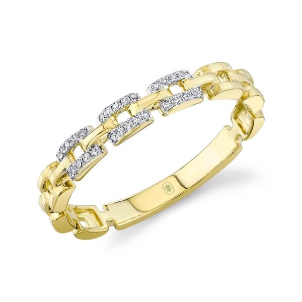 Shy Creation Yellow Gold Diamond Link Ring SVS Fine Jewelry Oceanside, NY