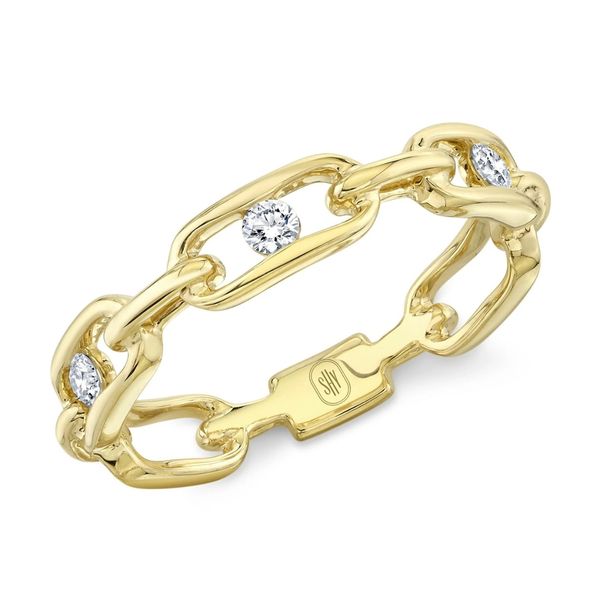 Shy Creation Yellow Gold Diamond Link Band SVS Fine Jewelry Oceanside, NY
