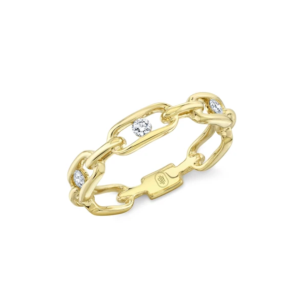 Shy Creation Yellow Gold Diamond Link Band SVS Fine Jewelry Oceanside, NY