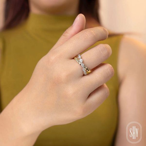Shy Creation Yellow & White Gold Diamond Ring Image 2 SVS Fine Jewelry Oceanside, NY