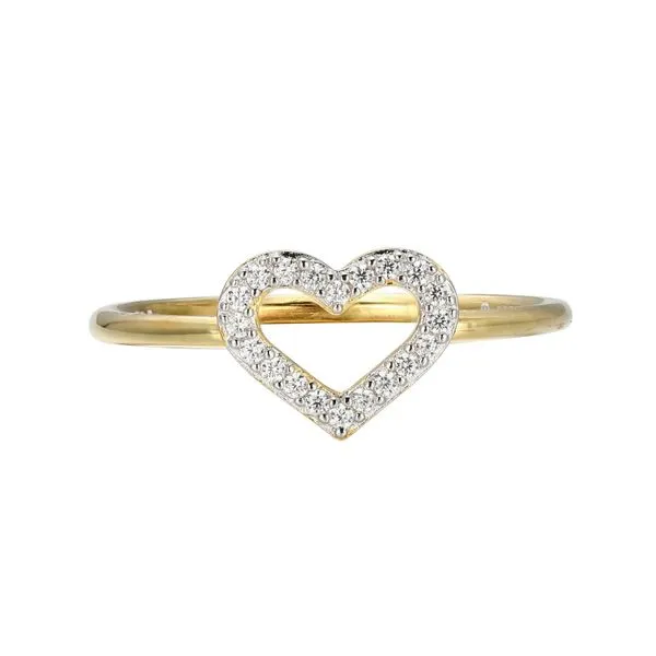 Lab Grown DIamond Yellow Gold Plated Heart Ring, .10ctw Image 2 SVS Fine Jewelry Oceanside, NY