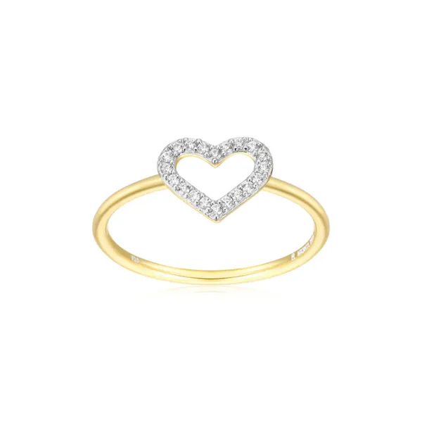 Lab Grown DIamond Yellow Gold Plated Heart Ring, .10ctw Image 4 SVS Fine Jewelry Oceanside, NY