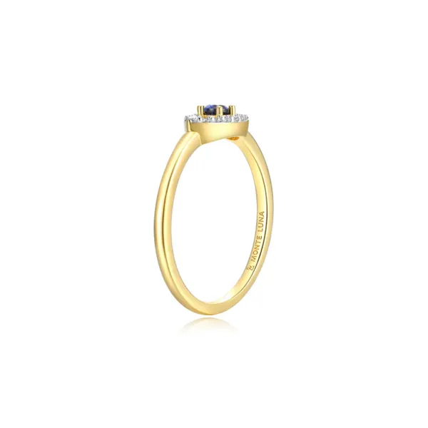 Lab Grown Diamond Yellow Gold Plated Evil Eye Ring, .10ctw Image 3 SVS Fine Jewelry Oceanside, NY