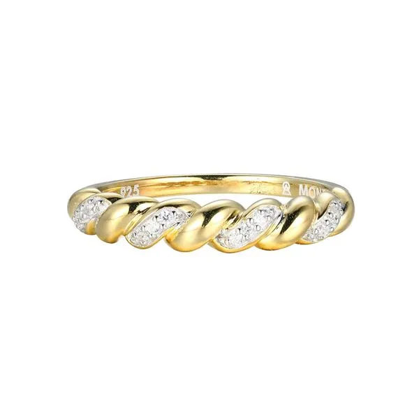 Lab Grown Diamond Yellow Gold Plated Twist Stackable Ring Image 2 SVS Fine Jewelry Oceanside, NY