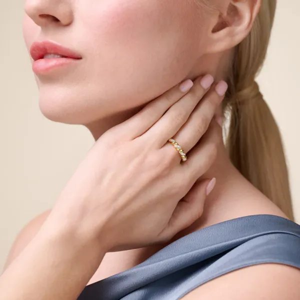 Lab Grown Diamond Yellow Gold Plated Twist Stackable Ring Image 3 SVS Fine Jewelry Oceanside, NY