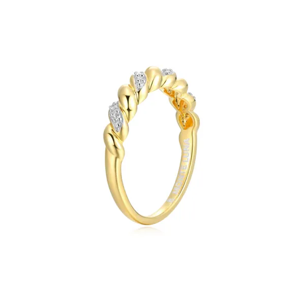 Lab Grown Diamond Yellow Gold Plated Twist Stackable Ring Image 4 SVS Fine Jewelry Oceanside, NY