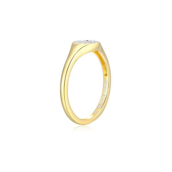 Lab Grown Diamond Yellow Gold Plated Signet Ring Image 2 SVS Fine Jewelry Oceanside, NY