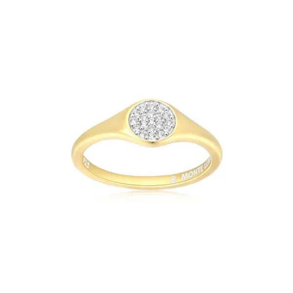 Lab Grown Diamond Yellow Gold Plated Signet Ring Image 4 SVS Fine Jewelry Oceanside, NY