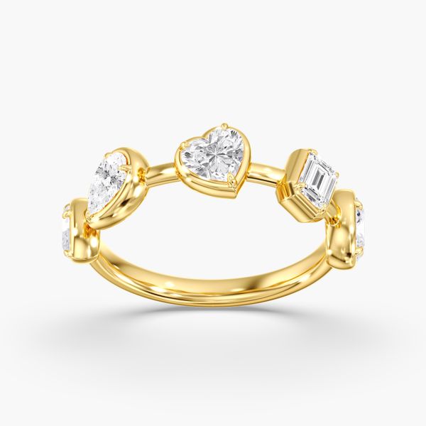 Yellow Gold Frame Multi Shape Lab Grown Diamond Band Image 2 SVS Fine Jewelry Oceanside, NY