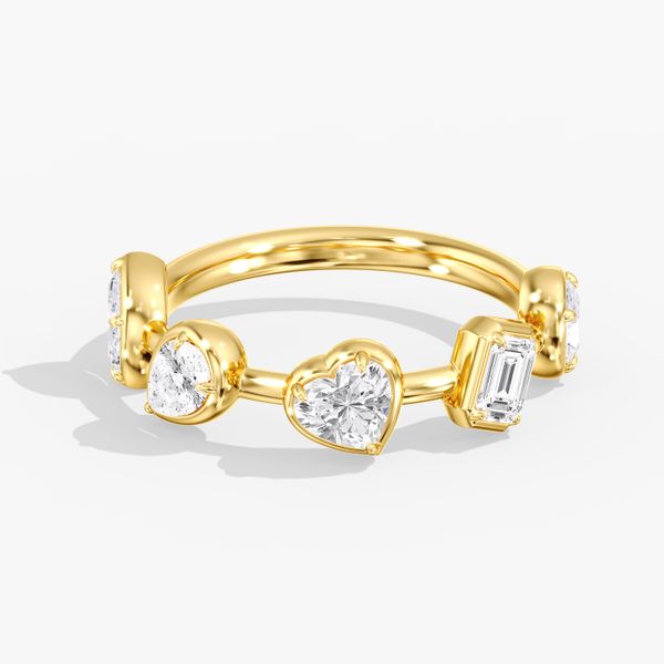 Yellow Gold Frame Multi Shape Lab Grown Diamond Band SVS Fine Jewelry Oceanside, NY