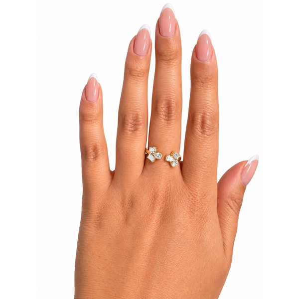 Everlee 14K Yellow Gold Open Multi Shape Lab Grown Diamond Cluster Ring, 1 ctw Image 4 SVS Fine Jewelry Oceanside, NY