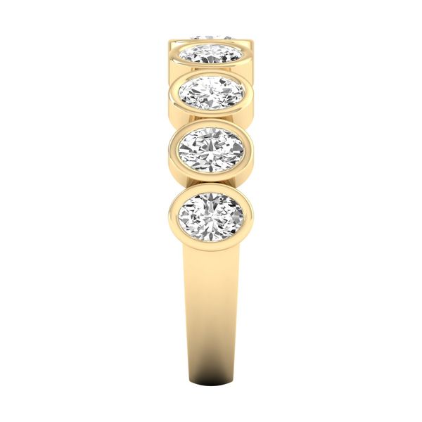 Yellow Gold Oval Lab Grown Diamond Bezel Band Image 3 SVS Fine Jewelry Oceanside, NY