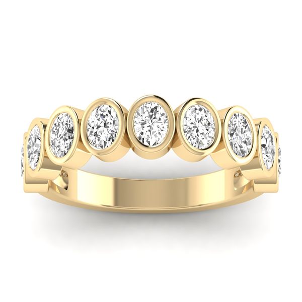 Yellow Gold Oval Lab Grown Diamond Bezel Band Image 5 SVS Fine Jewelry Oceanside, NY