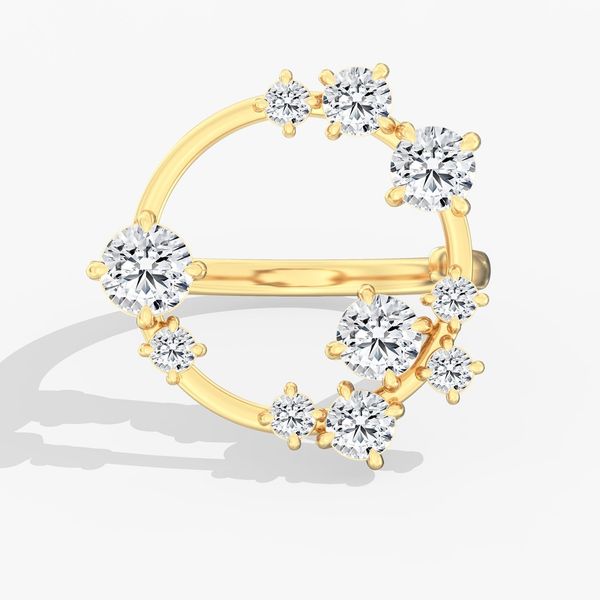 Yellow Gold Starlight Lab Grown Diamond Circular Ring SVS Fine Jewelry Oceanside, NY