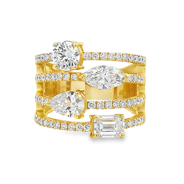 Everlee 14K Yellow Gold Multi Shape Lab Grown Diamond Statement Ring, 3 ctw SVS Fine Jewelry Oceanside, NY