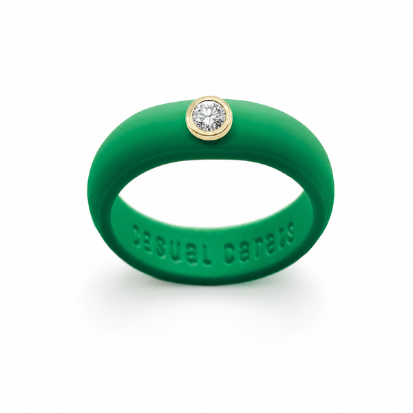 Casual Carats Kelly Green Silicone Ring, 0.10 ct Lab Grown Diamond SVS Fine Jewelry Oceanside, NY