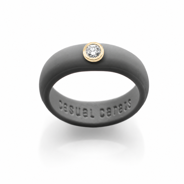 Casual Carats Stone Gray Silicone Ring, 0.20 ct Lab Grown Diamond SVS Fine Jewelry Oceanside, NY
