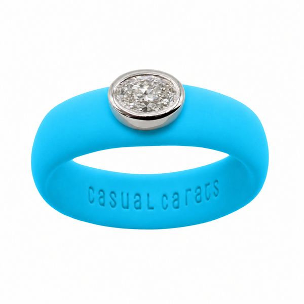 Casual Carats 0.26 ct Oval Lab Grown Diamond Cerulean Silicone Ring SVS Fine Jewelry Oceanside, NY