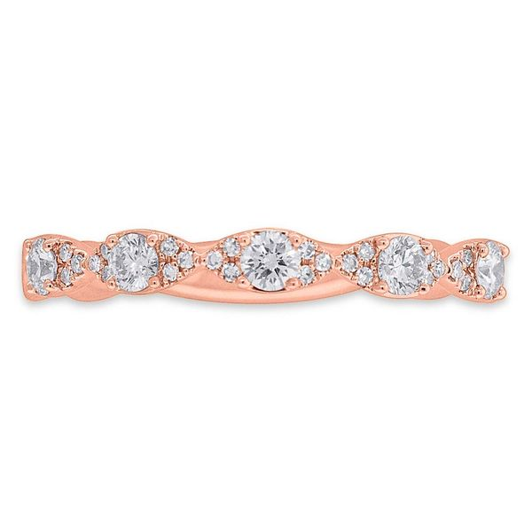 Shy Creation Rose Gold And Diamond Stackable Ring Image 2 SVS Fine Jewelry Oceanside, NY