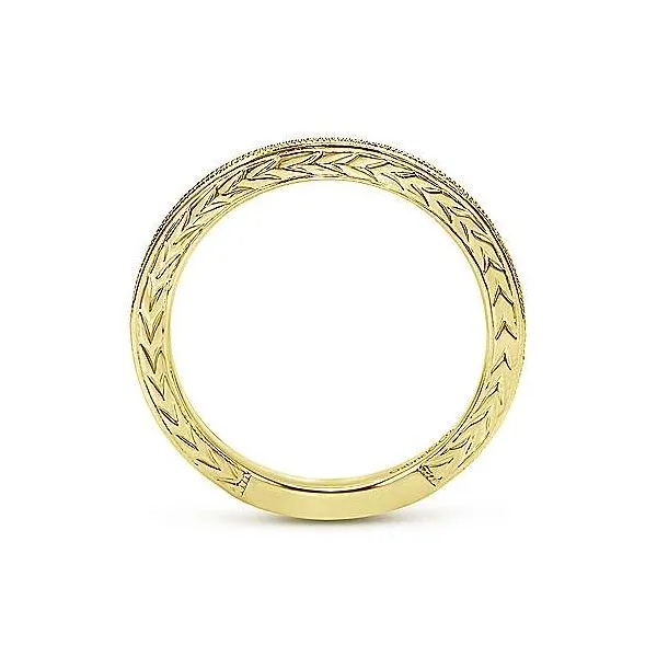 Gabriel & Co. Stackable 14K Yellow Gold Engraved Ring Image 2 SVS Fine Jewelry Oceanside, NY