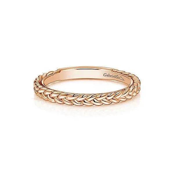 Gabriel & Co. Stackable 14K Rose Gold Braided Ring SVS Fine Jewelry Oceanside, NY