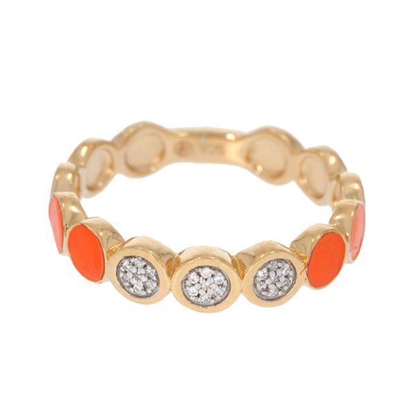 Ella Stein Orange Enamel Diamond Ring, 6.5 SVS Fine Jewelry Oceanside, NY