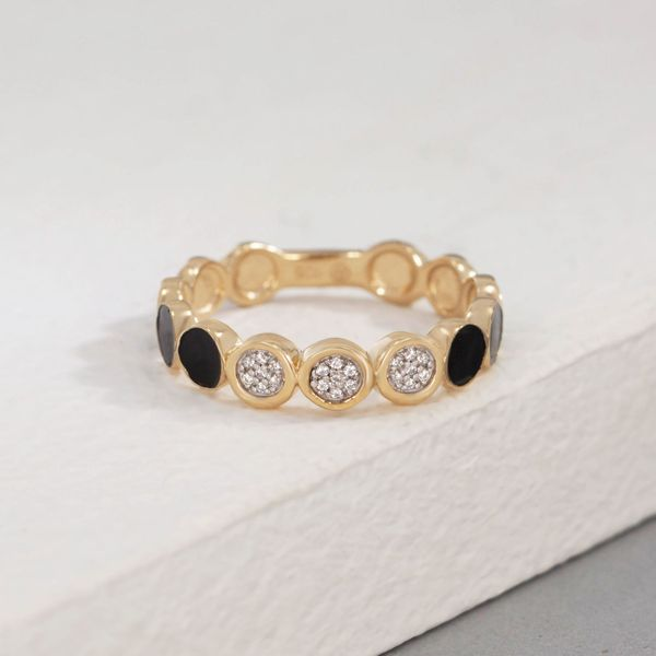 Ella Stein Black Enamel Diamond Ring, 7 Image 3 SVS Fine Jewelry Oceanside, NY