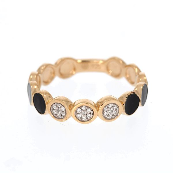 Ella Stein Black Enamel Diamond Ring, 7 SVS Fine Jewelry Oceanside, NY