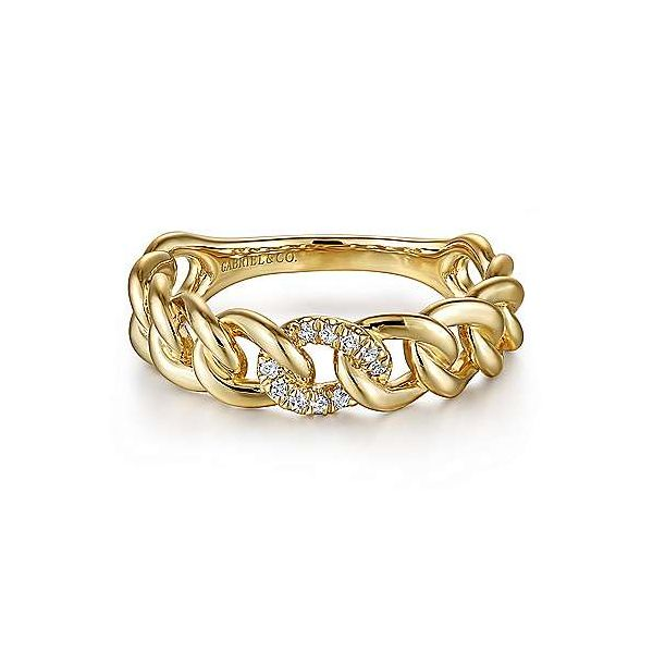 Gabriel & Co. Stackable Yellow Gold Chain Link Ring SVS Fine Jewelry Oceanside, NY