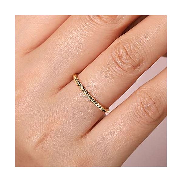 Gabriel & Co. Stackable Yellow Gold Twisted Rope Ring Image 2 SVS Fine Jewelry Oceanside, NY