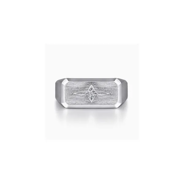 Gabriel Contemporary Mens Sterling Silver North Star Ring