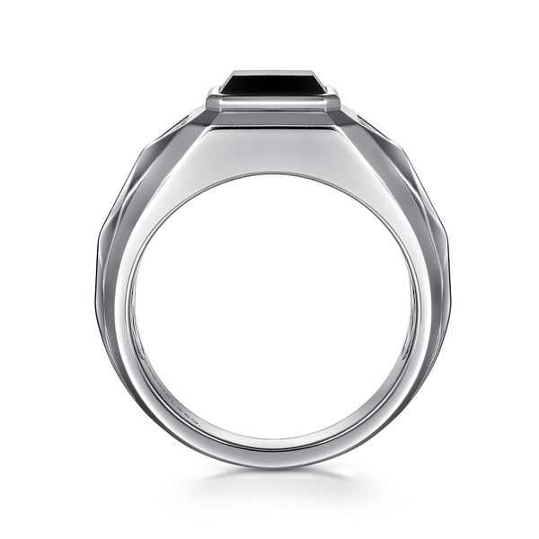 Gabriel Facets Silver, Onyx, & White Sapphire Ring Image 2 SVS Fine Jewelry Oceanside, NY