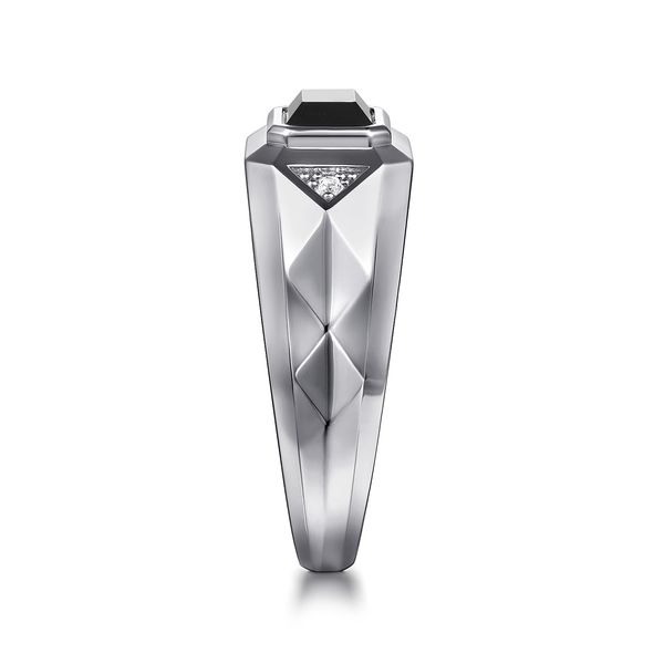 Gabriel Facets Silver, Onyx, & White Sapphire Ring Image 4 SVS Fine Jewelry Oceanside, NY
