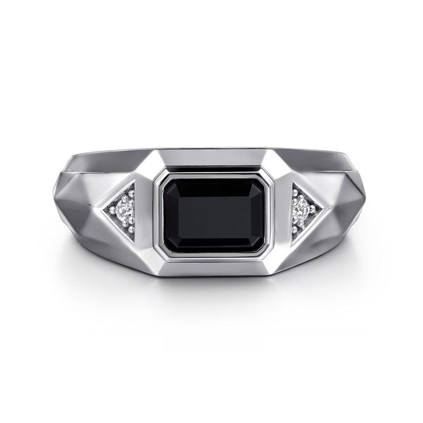 Gabriel Facets Silver, Onyx, & White Sapphire Ring SVS Fine Jewelry Oceanside, NY