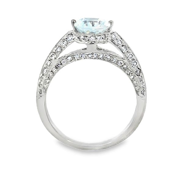 18K White Gold, Diamond, & Aquamarine Ring, Size 6.5 Image 3 SVS Fine Jewelry Oceanside, NY
