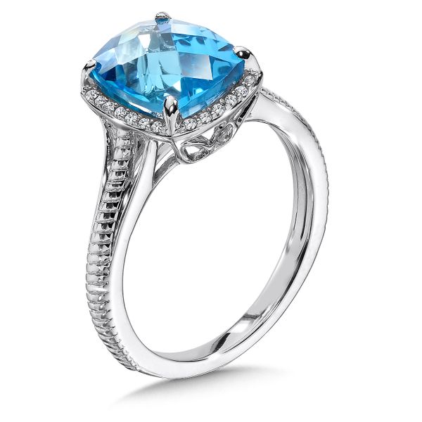 Colore Oro 14K White Gold, Diamond, & Blue Topaz Ring SVS Fine Jewelry Oceanside, NY