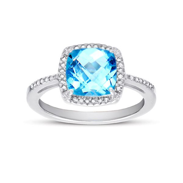 White Gold, Diamond, & Blue Topaz Ring SVS Fine Jewelry Oceanside, NY