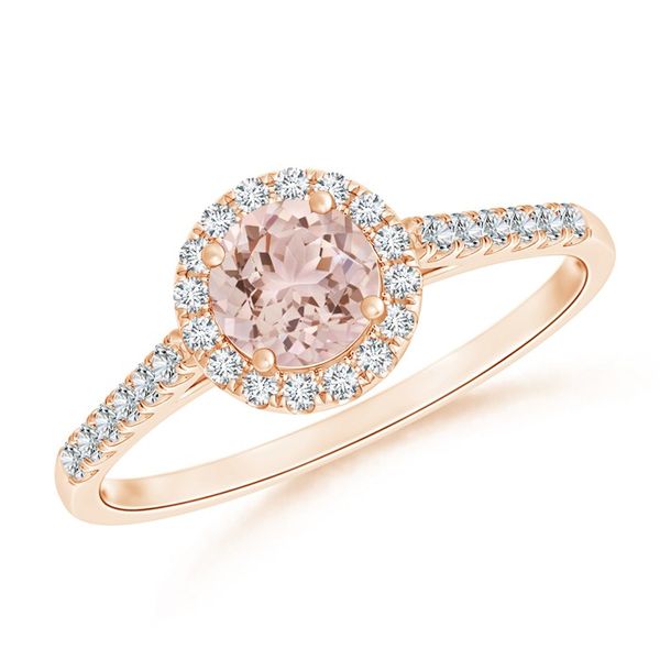 14K Rose Gold, Diamond, & Morganite Halo Ring SVS Fine Jewelry Oceanside, NY