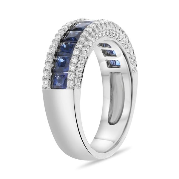 18K White Gold, Sapphire, & Diamond Band Image 3 SVS Fine Jewelry Oceanside, NY