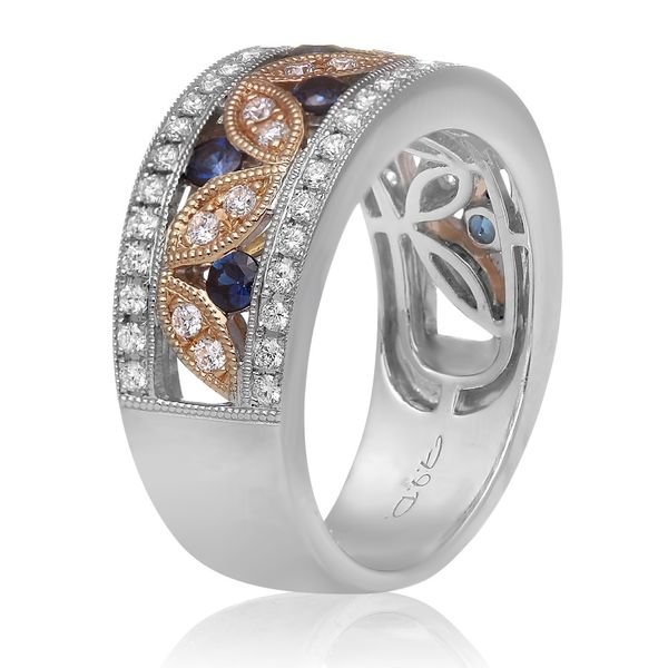 14K White & Yellow Gold & Sapphire & Diamond Band Image 3 SVS Fine Jewelry Oceanside, NY