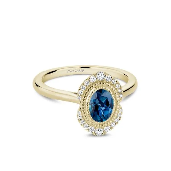 Noam Carver Yellow Gold, London Blue Topaz and Diamond Ring SVS Fine Jewelry Oceanside, NY