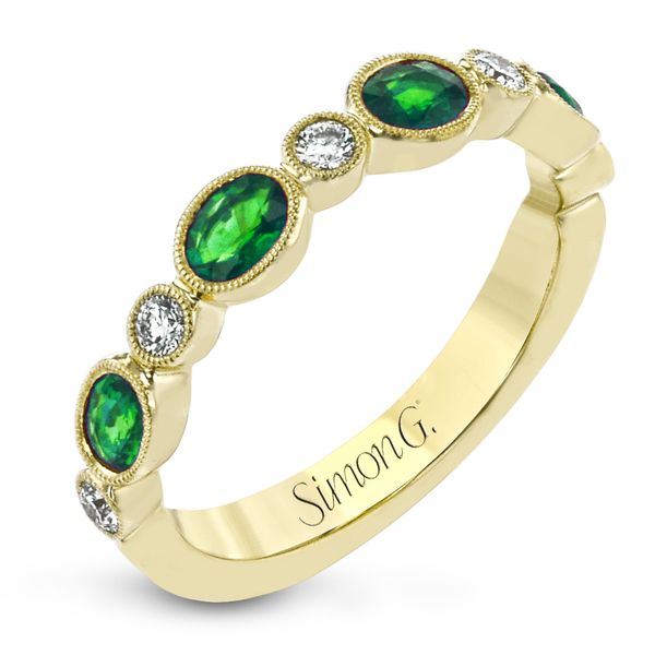 Simon G. 18K Yellow Gold, Diamond, And Emerald Ring SVS Fine Jewelry Oceanside, NY