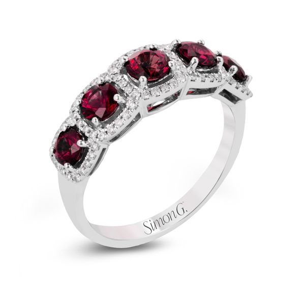 Simon G. 18K White Gold, Diamond, And Ruby Ring SVS Fine Jewelry Oceanside, NY