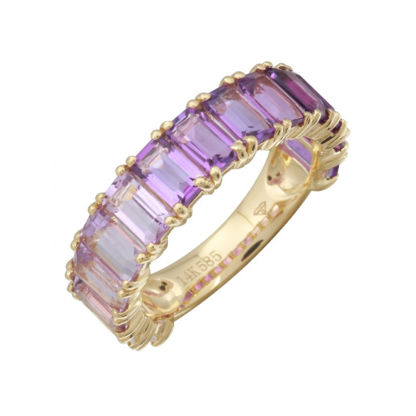 Yellow Gold Amethyst & White Topaz Ombre Ring SVS Fine Jewelry Oceanside, NY