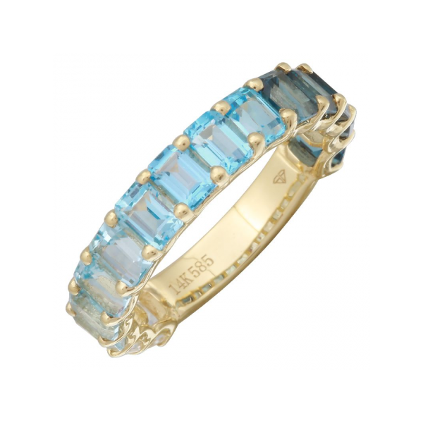 Yellow Gold Topaz, & Apatite Blue Ombre Ring SVS Fine Jewelry Oceanside, NY