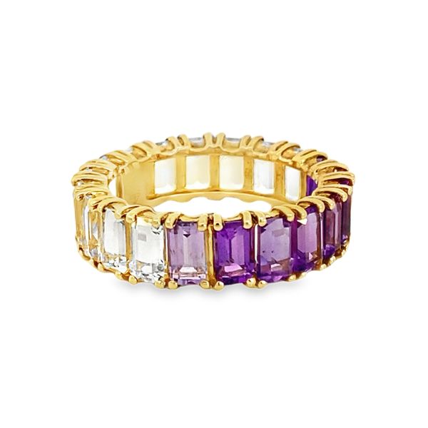Yellow Gold Amethyst & White Topaz Ombre Eternity Ring Size 6.5 Image 4 SVS Fine Jewelry Oceanside, NY