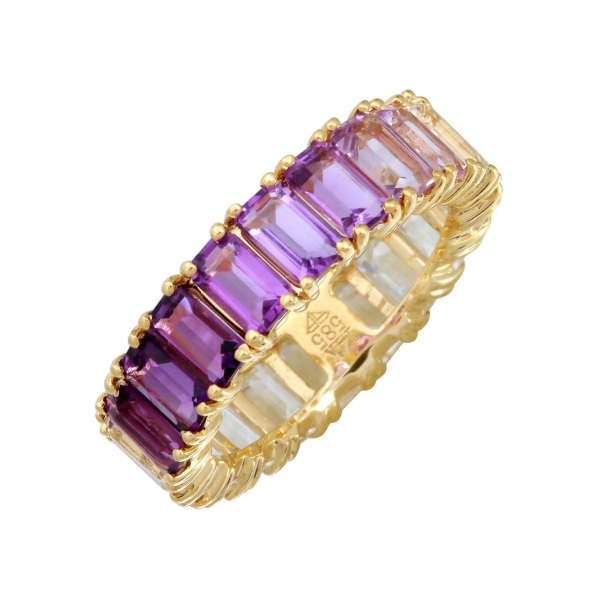 Yellow Gold Amethyst & White Topaz Ombre Eternity Ring SVS Fine Jewelry Oceanside, NY